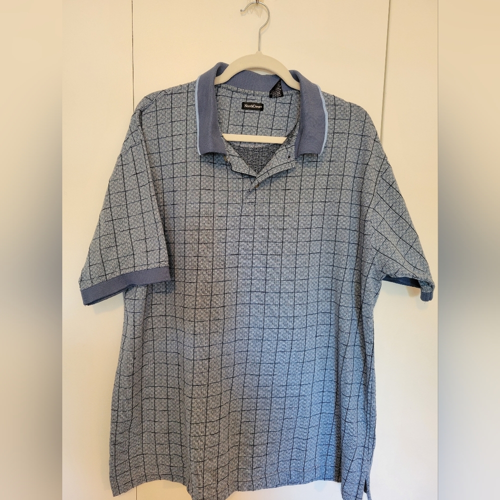 Northcrest Blue Checkered Polo Shirt